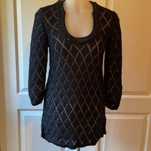 Crocheted  Sweater tunic top with beading